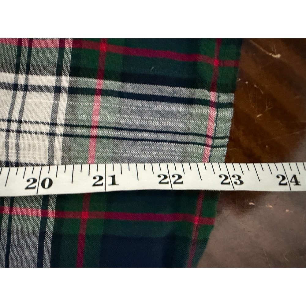 Gap Womens Blouse Top Sz Navy GreenTartan Plaid Square Neck Preppy Old Money - Picture 7 of 7